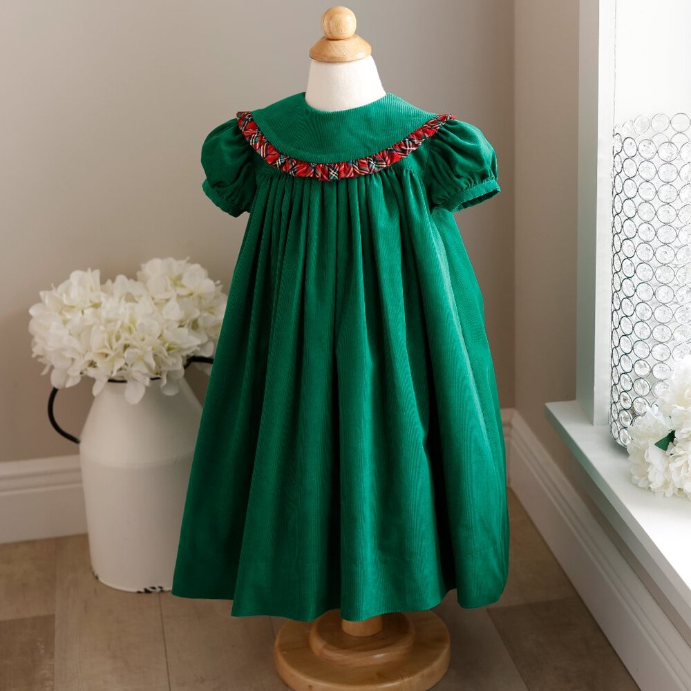 Green Cotton Corduroy Float Dress Plaid Trim Bailey Boys 3T NWT Portrait Party
